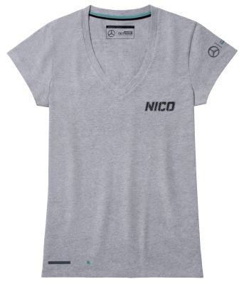 Женская футболка Mercedes AMG Petronas Women's T-shirt, Nico No. 06, Grey
