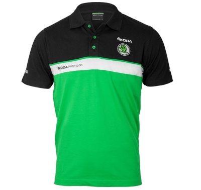 Мужская рубашка-поло Skoda Men's Motorsport Polo Shirt, Black/Green