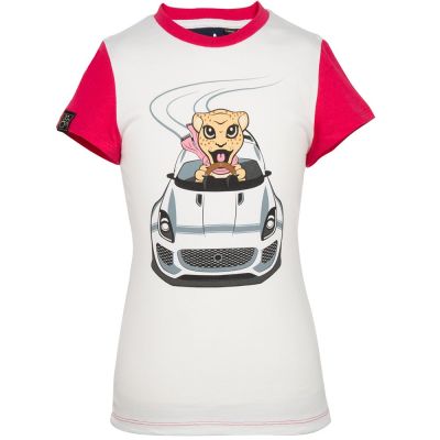 Футболка для девочек Jaguar Girls' Car Graphic T-Shirt, White/Pink