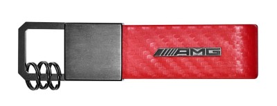 Брелок Mercedes-Benz Key Ring, AMG, Carbon Fibre, Red, Carbon Leather