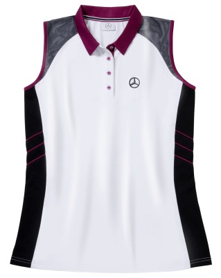 Женская рубашка-поло Mercedes Women's Golf Polo Shirt, White / Black / Plum