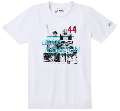 Мужская футболка Mercedes Men's T-shirt, White, Lewis Hamilton