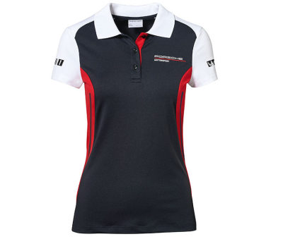 Женское поло Porsche Women’s Polo Shirt, Motorsport, Black/White/Red