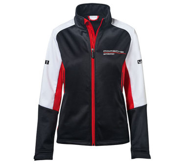 Легкая женская куртка Porsche Women’s Soft Shell Jacket, Motorsport, Black/White/Red