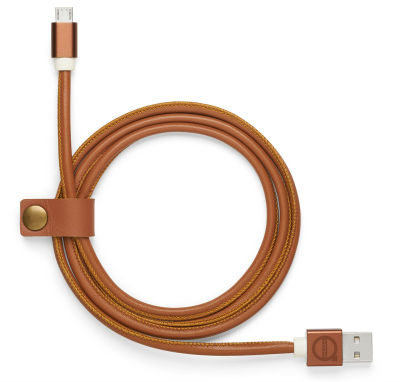Кожаный кабель USB Volvo Leather Charger Cable Android, Cognac
