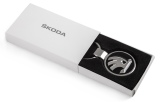 Металлический брелок Skoda Logo Keyring, Silver/Black, артикул 000087010BL