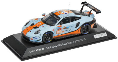 Модель автомобиля Porsche 911 RSR 2018 Gulf Racing, Limited Edition, blue/black, Scale 1:43
