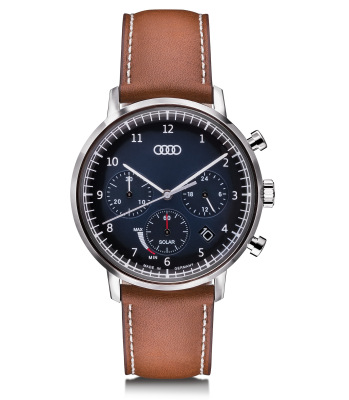 Мужские наручные часы хронограф Audi Chronograph Solar-powered, Mens, blue/brown