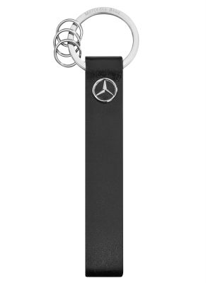 Кожаный брелок для ключей Mercedes-Benz Key Ring, Bilbao, black / silver-coloured
