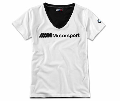 Женская футболка BMW M Motorsport Logo T-Shirt, Ladies, White/Black