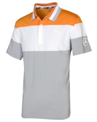 Мужская рубашка-поло Mercedes-Benz Men's Golf Polo Shirt, Orange/Grey/White