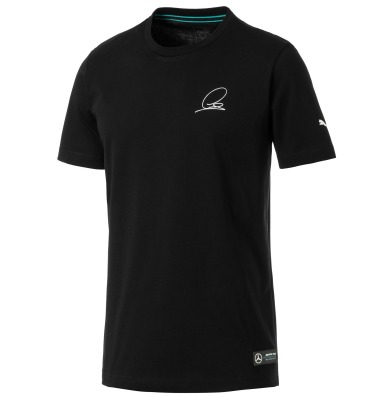 Мужская футболка Mercedes Men's T-shirt, Lewis Hamilton signature, Black
