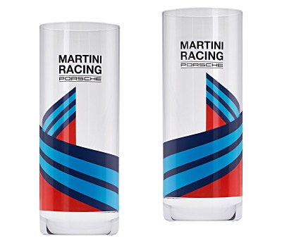 Набор из двух стеклянных стаканов Porsche Set of 2 long drink glasses, MARTINI RACING