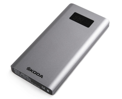 Портативный аккумулятор-зарядное устройство Skoda Metal Powerbank, Silver