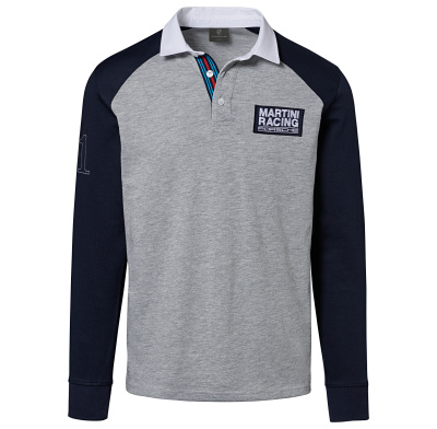 Рубашка-поло с длинным рукавом Porsche Martini Rugby Shirt, Men, Grey/Dark Blue