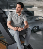 Мужское поло Porsche Men’s polo shirt – Classic, Light Grey Mélange, артикул WAP71800S0K