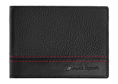 Мужской кожаный мини-кошелек Audi Sport mini Wallet Leather, Mens, black/red