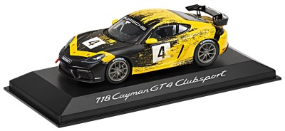 Модель автомобиля Porsche 718 Cayman GT4 Clubsport (982), Scale 1:43, Black / Yellow