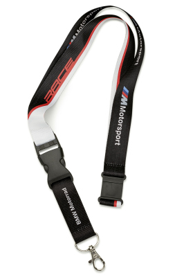 Шнурок с карабином BMW Style Motorrad Motorsport Lanyard, Black/White/Red