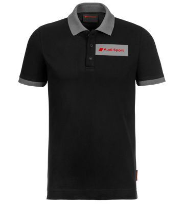 Мужская рубашка-поло Audi Sport Poloshirt, Mens, Black/Grey/Red