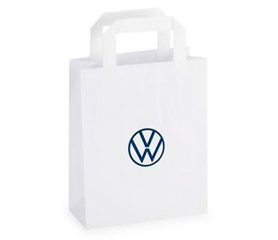 Бумажный подарочный пакет с ручками Volkswagen Logo Paper Bag, White, 18х22