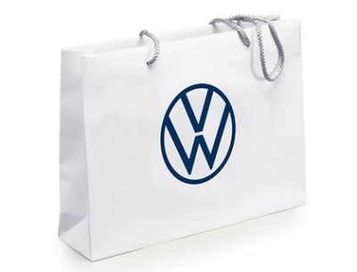 Бумажный подарочный пакет с ручками Volkswagen Logo Paper Bag White, 40x30