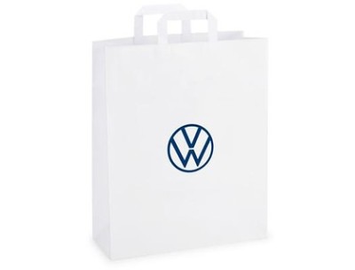 Бумажный подарочный пакет с ручками Volkswagen Logo Paper Bag White, 32x40