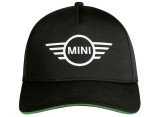 Бейсболка MINI Cap Contrast Edge Wing Logo, Black/Green, артикул 80165A0A644