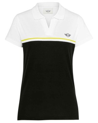 Женская рубашка поло MINI Wing Logo Polo Woman´s, Black/White/Energetic Yellow