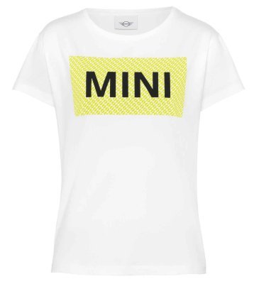 Женская футболка MINI T-Shirt Wordmark Signet Women’s, White/Energetic Yellow