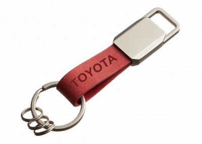 Кожаный брелок Toyota Logo Keychain, Metall/Leather, Red/Silver, NM
