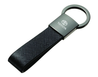 Кожаный брелок Toyota Logo Keychain, Metall/Leather, Black/Silver