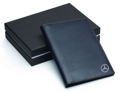 Кожаная обложка для документов Mercedes-Benz Leather Document Wallet, Dark Blue/Grey