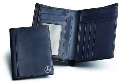 Кожаное портмоне Mercedes-Benz Leather Purse, Dark Blue/Grey