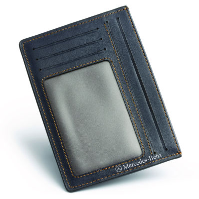 Кожаная обложка для документов Mercedes-Benz Leather Document Wallet, Small, Dark Blue/Grey