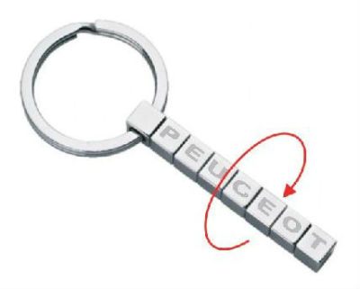 Брелок кубики Peugeot Letter Logo Keychain, Metall, Silver