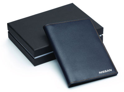 Кожаная обложка для документов Nissan Leather Document Wallet, Dark Blue/Grey