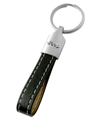 Кожаный брелок Jeep Logo Keychain, Black/Silver