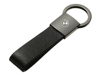 Кожаный брелок BMW Logo Keychain, Metall/Leather, Black/Silver