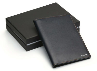 Кожаная обложка для документов Haval Leather Document Wallet, Dark Blue/Grey