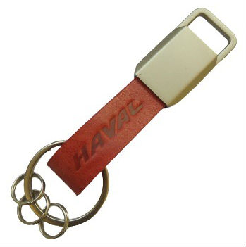 Кожаный брелок Haval Logo Keychain, Metall/Leather, Red/Silver