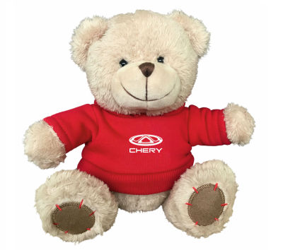 Плюшевый мишка Chery Plush Toy Teddy Bear, Beige/Red