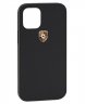 Кожаный чехол Porsche для iPhone 12 Pro Max, Crest Logo, Black Leather