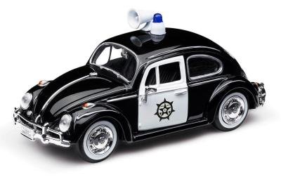 Модель полицейского жука Volkswagen Beetle Police Car, Scale 1:24, Black/White