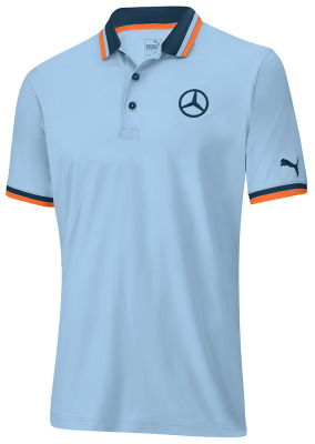 Мужская рубашка-поло Mercedes Golf-Poloshirt, Men's, light blue / dark blue / orange