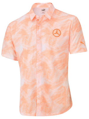 Мужская рубашка Mercedes Shirt, Short Sleeve, Golf Collection, Men's, White / Orange