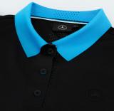 Женская рубашка-поло Mercedes Women's Polo Shirt, EQ Collection, Black/Blue, артикул B66958875