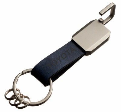 Кожаный брелок Toyota Logo Keychain, Metall/Leather, Blue/Silver, NM