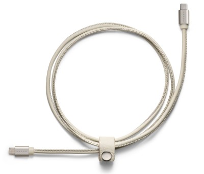 Кожаный кабель USB Volvo Leather Charger Cable Micro USB-Type C, marble white