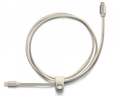 Кожаный кабель USB Volvo Leather Charger Cable Apple Lightning-Type C, marble white